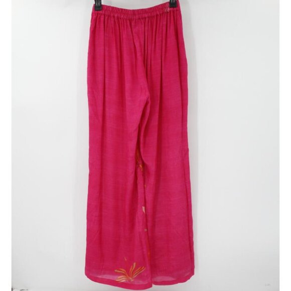 Paulmi & Harsh Pants Women Small Rani Pink Floral Printed Pleated Wide Leg lined - Picture 6 of 13